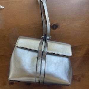 Silver Leather Handbag by Bonastre